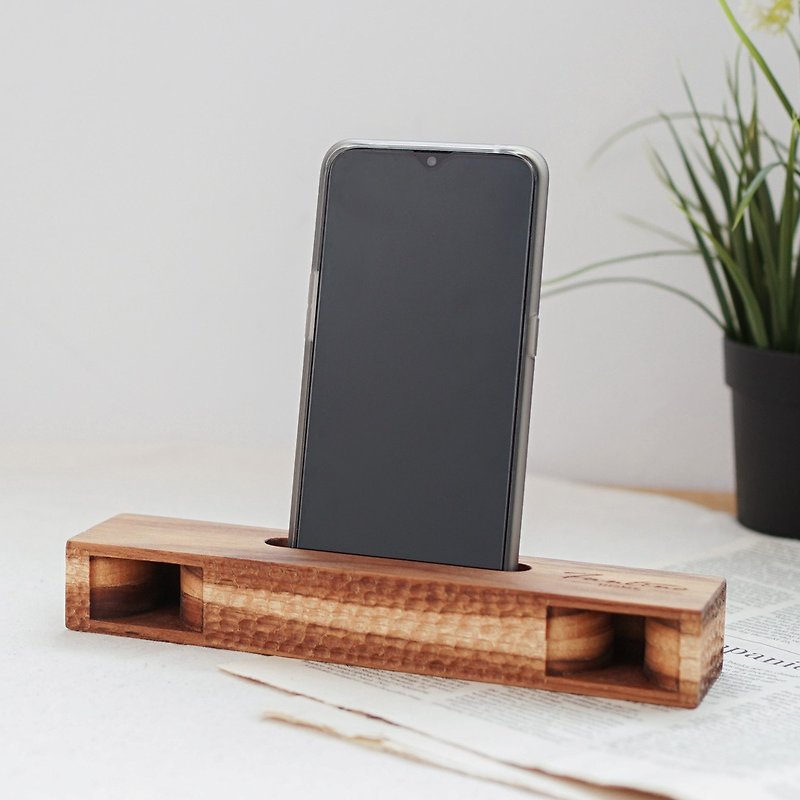 Natural Teak Mobile Phone Amplified Stand-Polaroid│Type B/Graduation Gift/Exchange Gift/Valentine's Day Gift - Phone Stands & Dust Plugs - Wood Brown