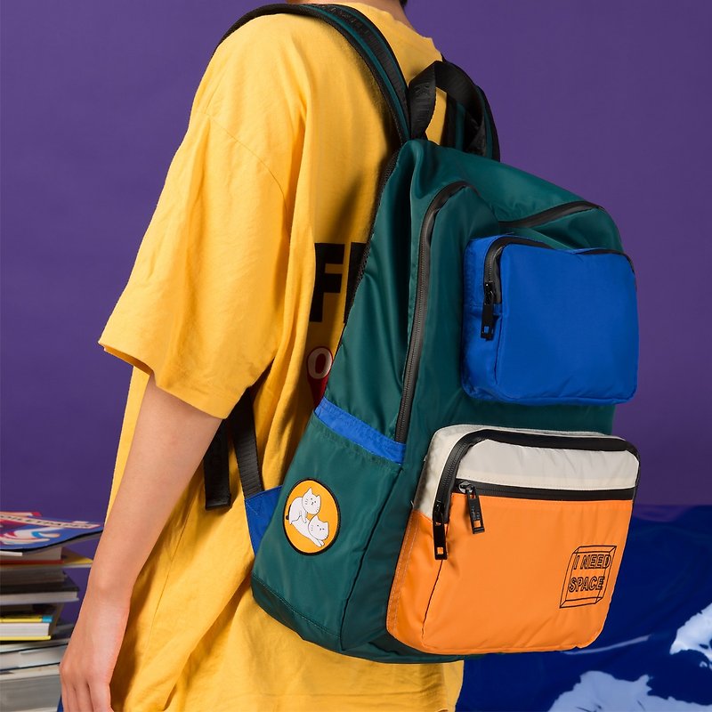 KIITOS Waterproof Nylon Polyester Contrast Embroidered Street Backpack Backpack--Green Cat Style - Backpacks - Waterproof Material Green