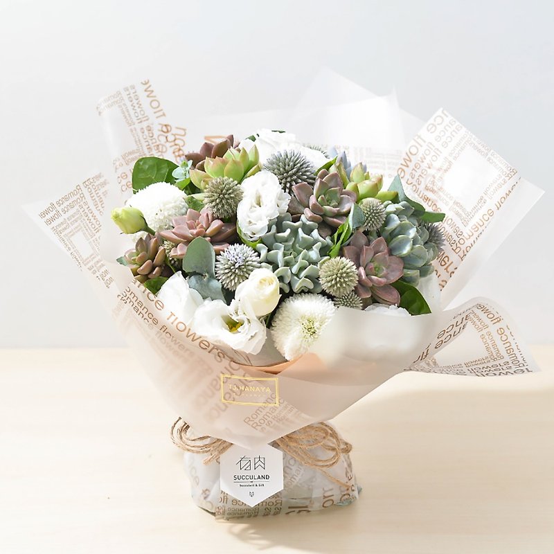 Fleshy bouquets - flower round face | Valentine's Day gift - ตกแต่งต้นไม้ - พืช/ดอกไม้ สีเขียว