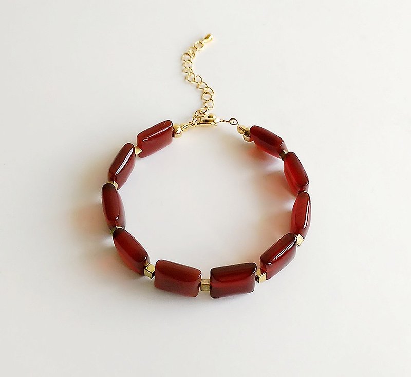 [Gemstone Series] Hand Made Natural Ore Red Onyx Brass Elegant • Bracelet - Bracelets - Gemstone Red