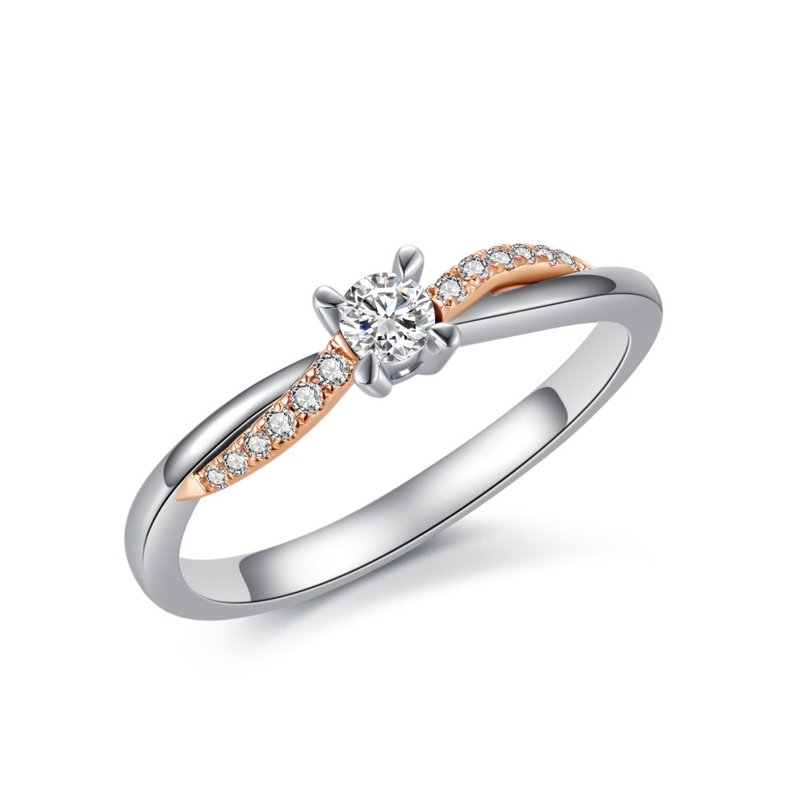 求婚/結婚戒指 鑽石K金白鋼 女戒 真摯諾言 - 對戒 - 鑽石 銀色