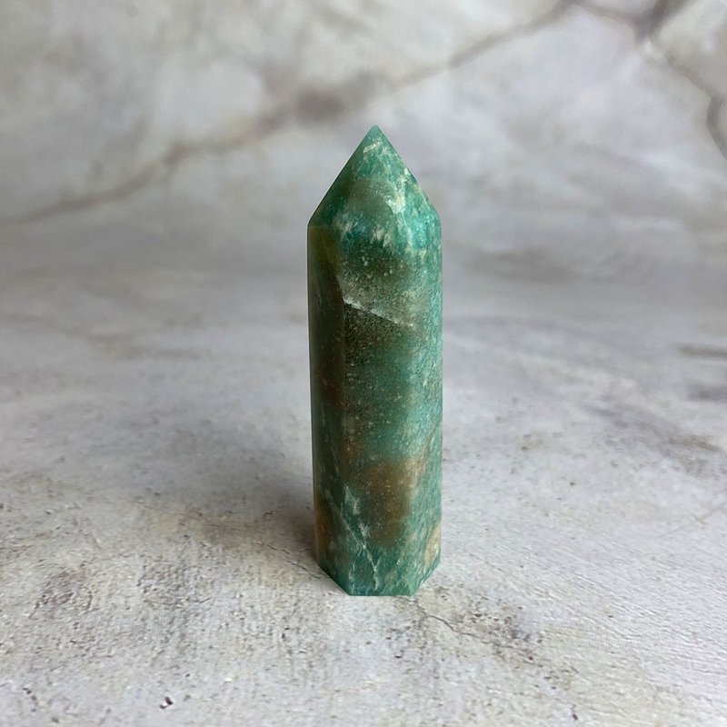 水晶柱- 天河石  辦公室療癒微景觀 裝置擺飾 一物一圖 - 擺飾/家飾品 - 寶石 綠色