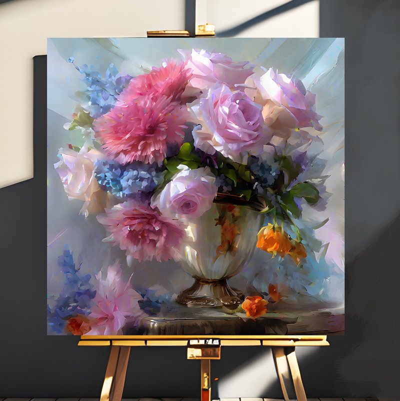 Canvas Bouquet of Flowers, Watercolor painting, Wall Art,  Acrylic Painting - 電子似顏繪/繪畫/插畫 - 其他材質 