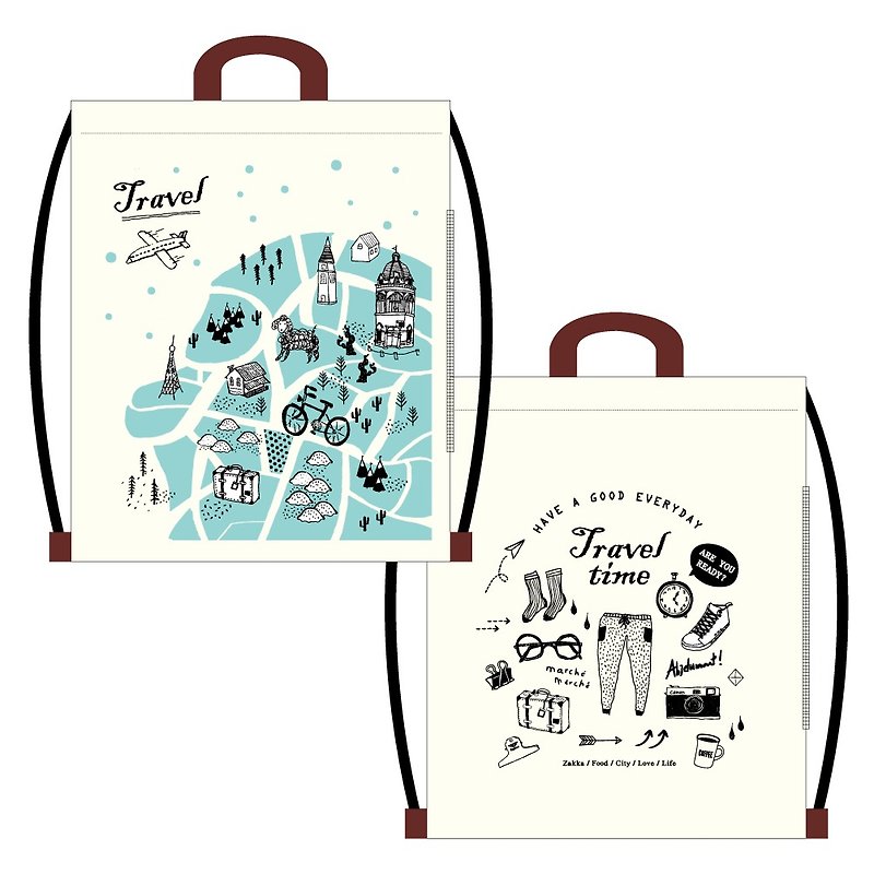 Ching Ching X Travel Time Series CBG-351 Cotton Drawstring Backpack - Drawstring Bags - Cotton & Hemp 
