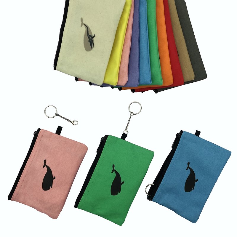 YCCT Key Purse - Whales - Three Ways to Use to Meet Multiple Possibilities - Keychains - Cotton & Hemp Multicolor