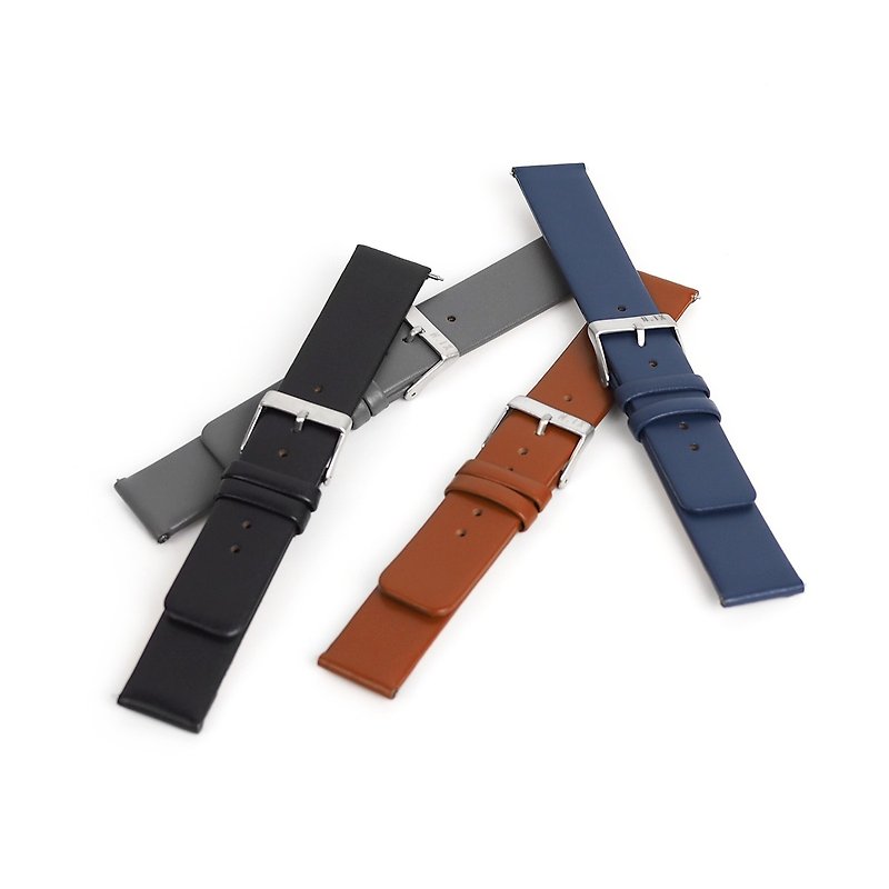 Genuine Leather Strap - 20 mm. (Dark brown, Navy, Black or Gray) - สายนาฬิกา - หนังแท้ หลากหลายสี