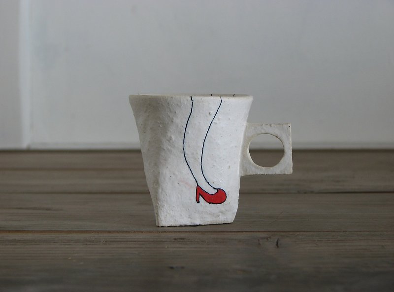 Red series Demikappu - Mugs - Pottery White