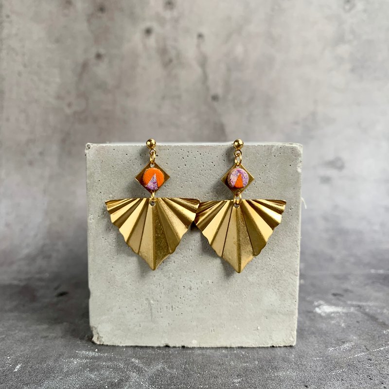 Origami angels-Origami style leather earrings - Earrings & Clip-ons - Genuine Leather 