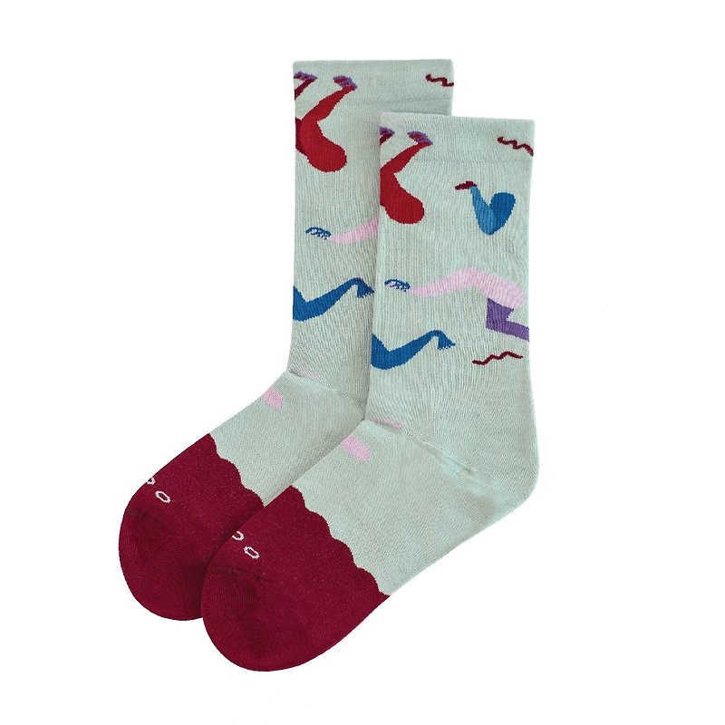 Fancy Footwork - Dance Light Grey Socks - ถุงเท้า - ผ้าฝ้าย/ผ้าลินิน สีเทา