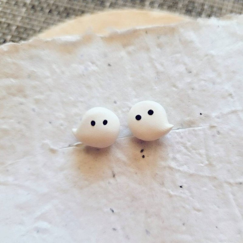 | Customized | Halloween spooky soft clay earrings | Ear pins | Clip-On - Earrings & Clip-ons - Clay White