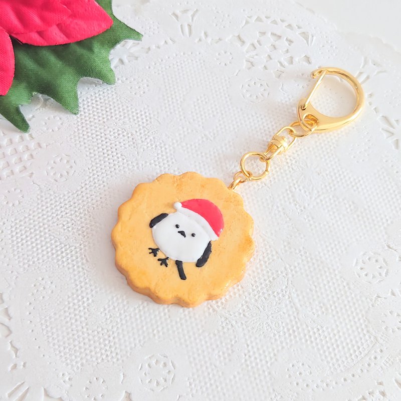 Shimaenaga keychain enjoying Christmas - Keychains - Clay 