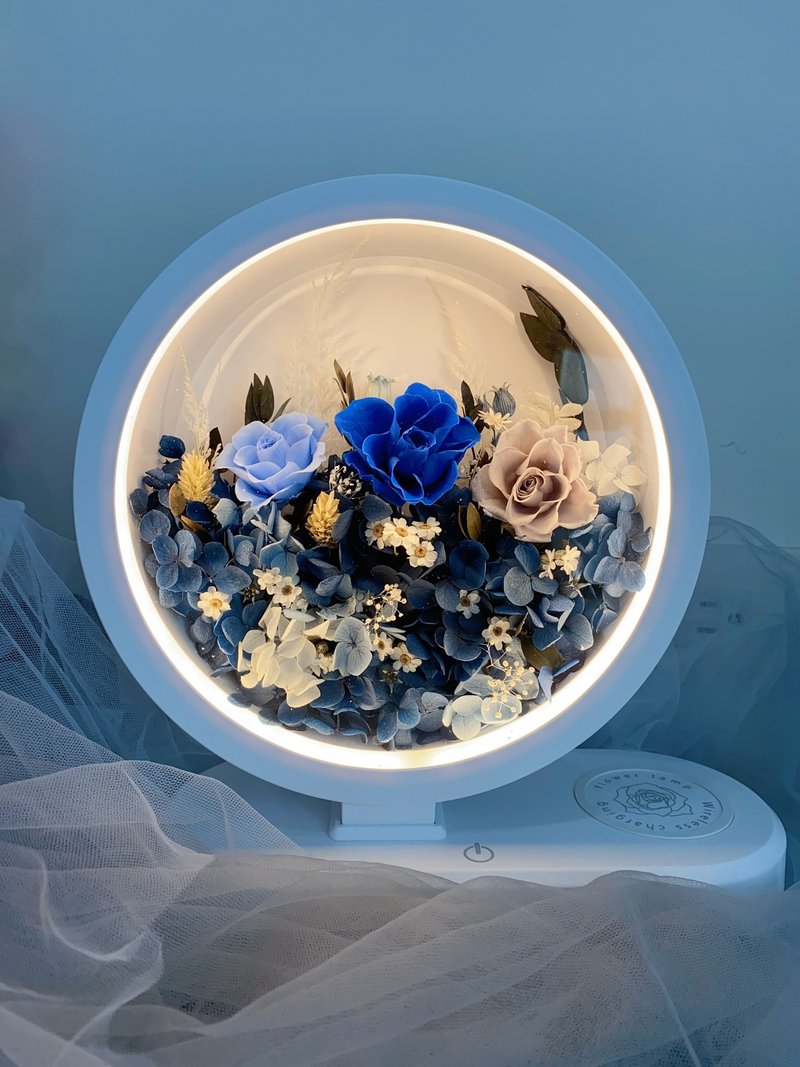 Elegant dark blue garden bluetooth speaker/desk lamp/wireless charging two-in-one/three-in-one function selection - Dried Flowers & Bouquets - Plants & Flowers Blue