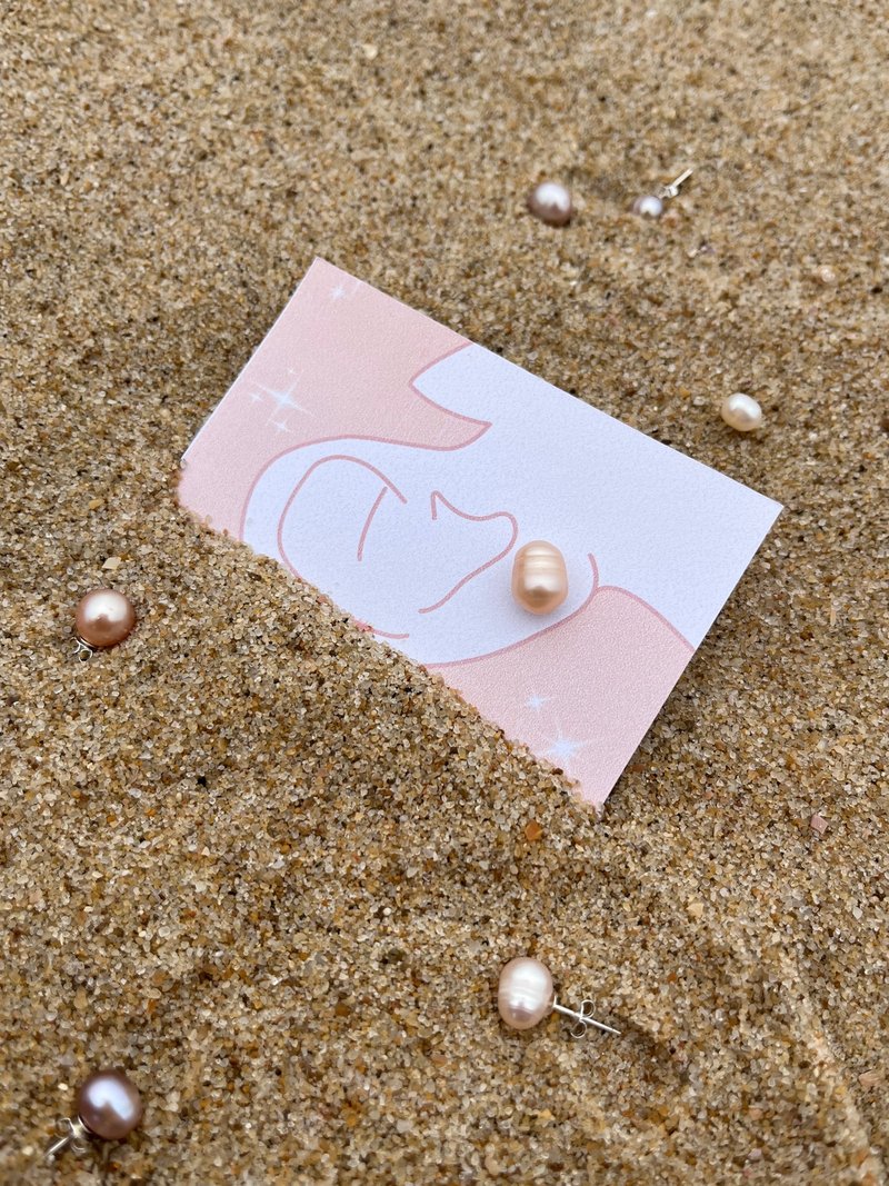 日常配搭天然淡水珍珠925純銀耳釘一圖一物 - 耳環/耳夾/耳骨夾 - 珍珠 