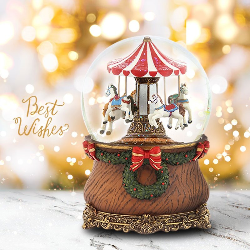 玻璃 擺飾/家飾品 - 聖誕旋轉木馬 水晶球音樂盒 生日情人節聖誕交換禮物仿木療癒小物