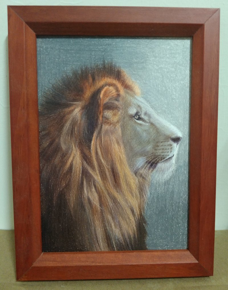 Decoration/Lion/Colored Pencil Drawing/Original/Framed - Posters - Paper 