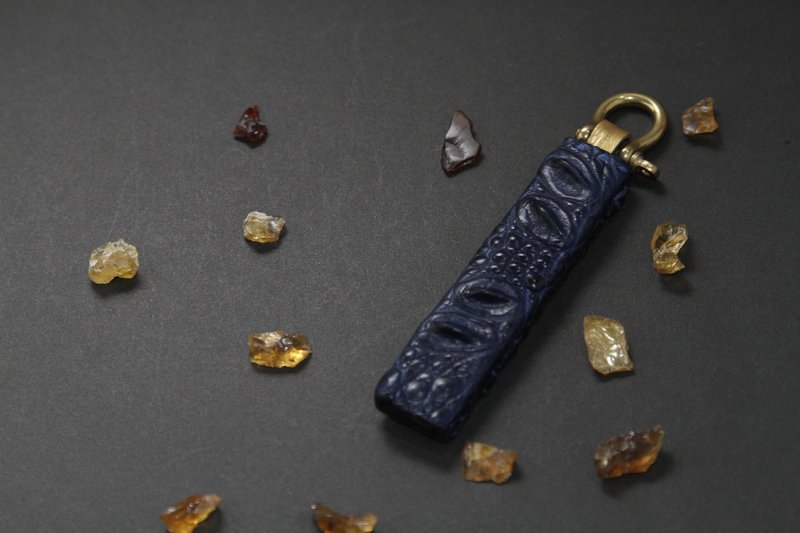 點金鱷魚之頂掛飾 售出 可定製類款 - 鑰匙圈/鑰匙包 - 真皮 藍色