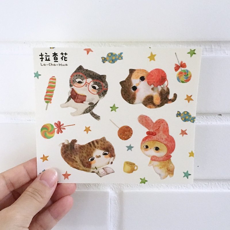 Sticker-Candy Cat - สติกเกอร์ - กระดาษ ขาว