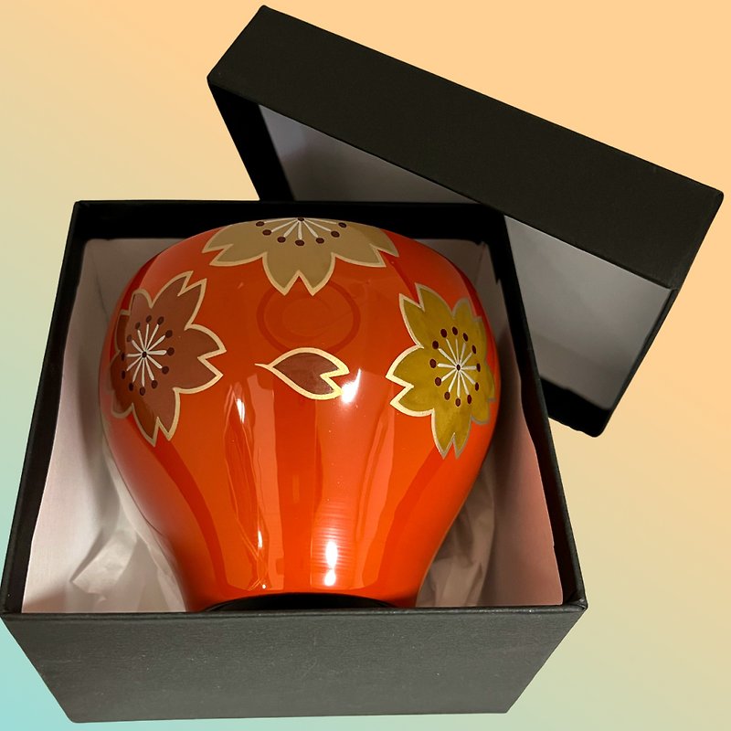 Sakura Japanese Tea Sake Cup 6oz - Maki-e hand-painted - Cups - Wood Orange