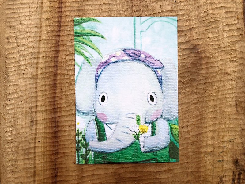 Elephant Florist-Animal Daily Series - การ์ด/โปสการ์ด - กระดาษ สีน้ำเงิน