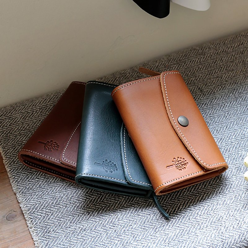 Japan Kanmi. - Drop Tree Series Small Wallet - Wallets - Genuine Leather Black