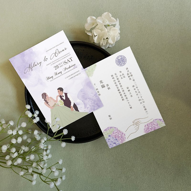 ロマンチックな結婚式の招待状セット カップル ペイントのカスタマイズされたデザイン - 招待状 - 紙 