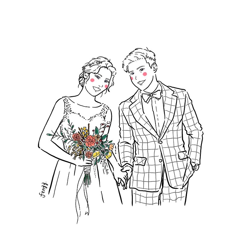 Line Drawing Wedding Series Wedding Invitation Backboard - Wedding Invitations - Other Materials Multicolor