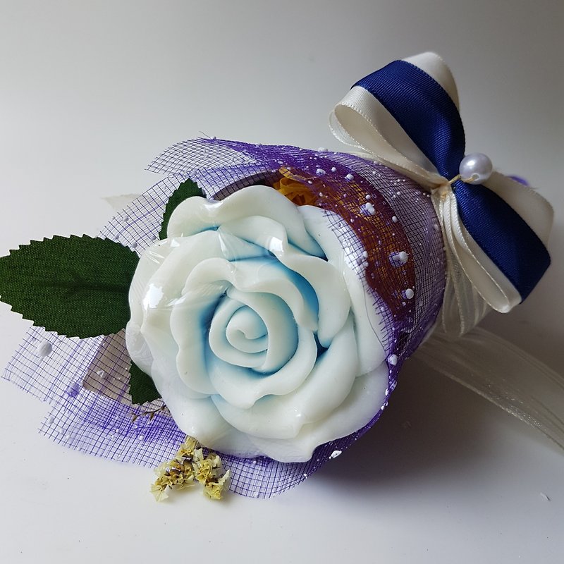 Cone Shape Rose Bouquet in marine tone - Soap - Other Materials Blue