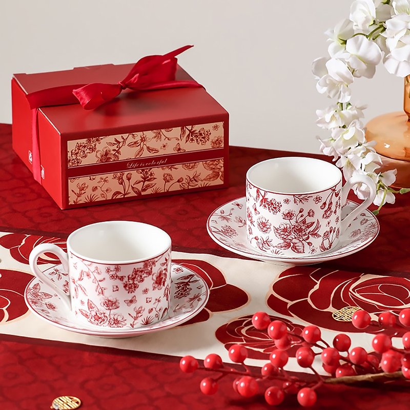 高檔咖啡杯碟套裝境外陶瓷馬克杯茶杯結婚高顏值伴手禮 - 咖啡杯/馬克杯 - 陶 