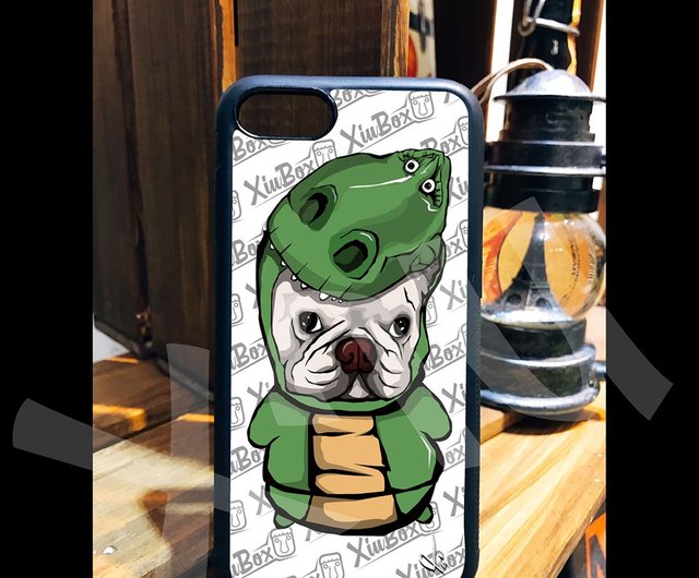 Hug dragon fighting dog hand painted illustration mobile phone