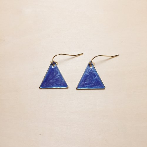 鳥嶼 Niaoyoo 復古寶藍滴釉三角耳環