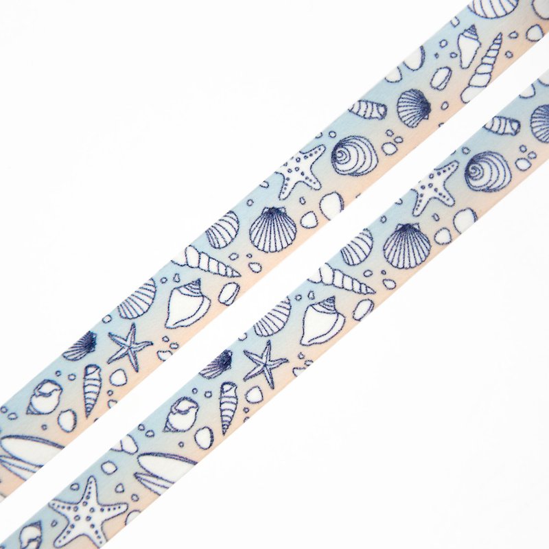 Sea Shells 10mm x 10m washi tape - White Shells on a Sand and Water Background - 紙膠帶 - 紙 多色