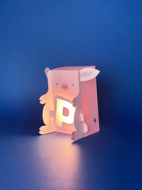 TRUNK 真言文創 動物造型字母燈－P.pig豬/免裁切.燈飾
