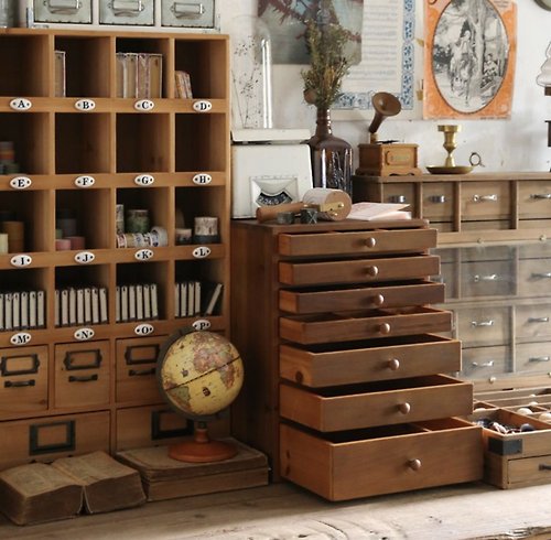 叁杉 Hamilton 美式復古七層抽屜收納盒 桌面分類整理 骨董家具復刻