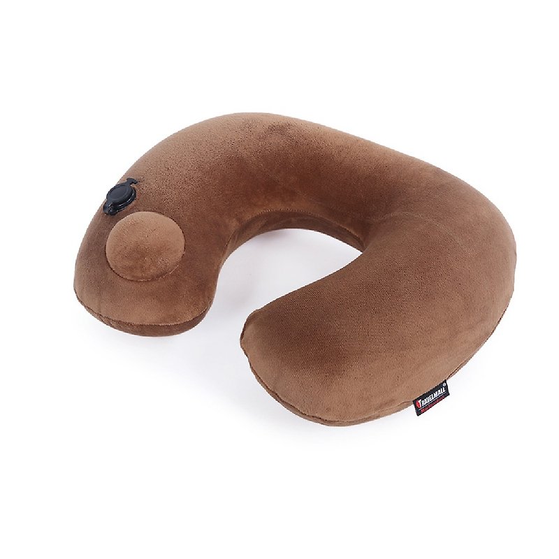 ARKY Selection Travelicons Comfort Suede Portable Press Inflatable Travel Pillow - หมอนรองคอ - พลาสติก สีนำ้ตาล
