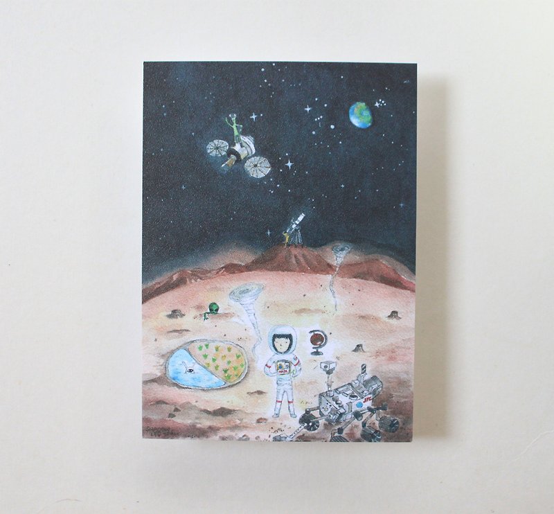天文系列明信片。火星狂想 - 心意卡/卡片 - 紙 白色