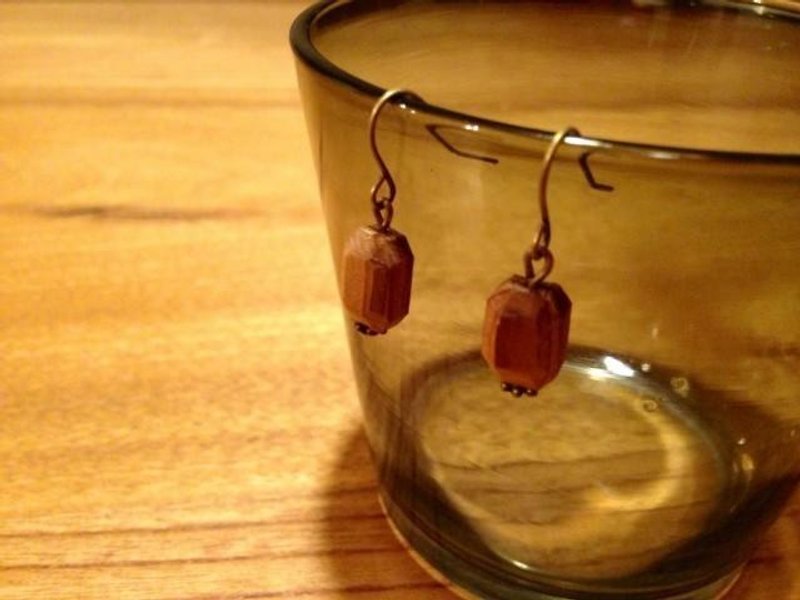 houseki earrings (earrings, hooks for allergies are acceptable) - Earrings & Clip-ons - Wood Brown