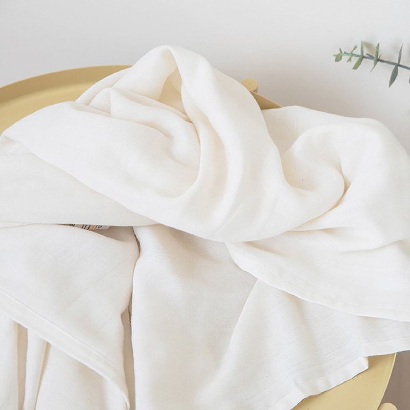 日本頂級有機棉包巾/蓋毯/浴巾/萬用巾 - 毛巾浴巾 - 棉．麻 白色