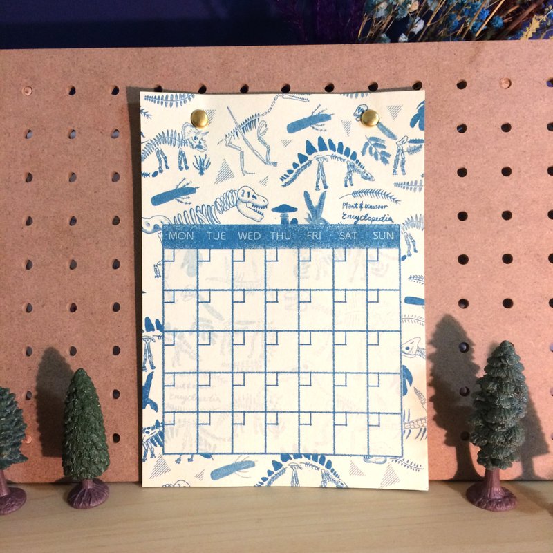 辦公室實用小物 恐龍萬年曆記事  湖水綠 Risograph 孔版印刷 - 筆記本/手帳 - 紙 綠色