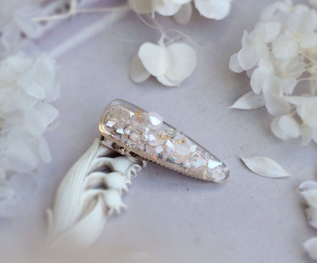 ヘアクリップ ハンドメイド ドライフラワー 心細 かすみ草 花