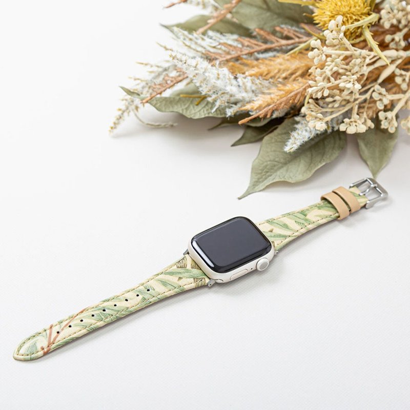 morris design watch band for Apple Watch 38/40/41mm - Off White - Watchbands - Cotton & Hemp Green