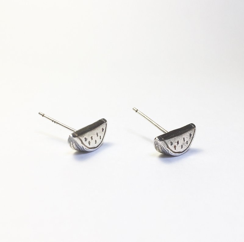 925純銀製のイヤリングの耳鍼スイカフルーツニヤリ - ピアス・イヤリング - 金属 シルバー