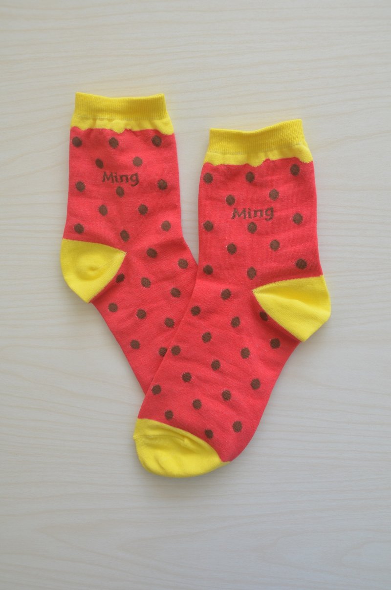 西瓜襪 - 襪子 - 棉．麻 紅色