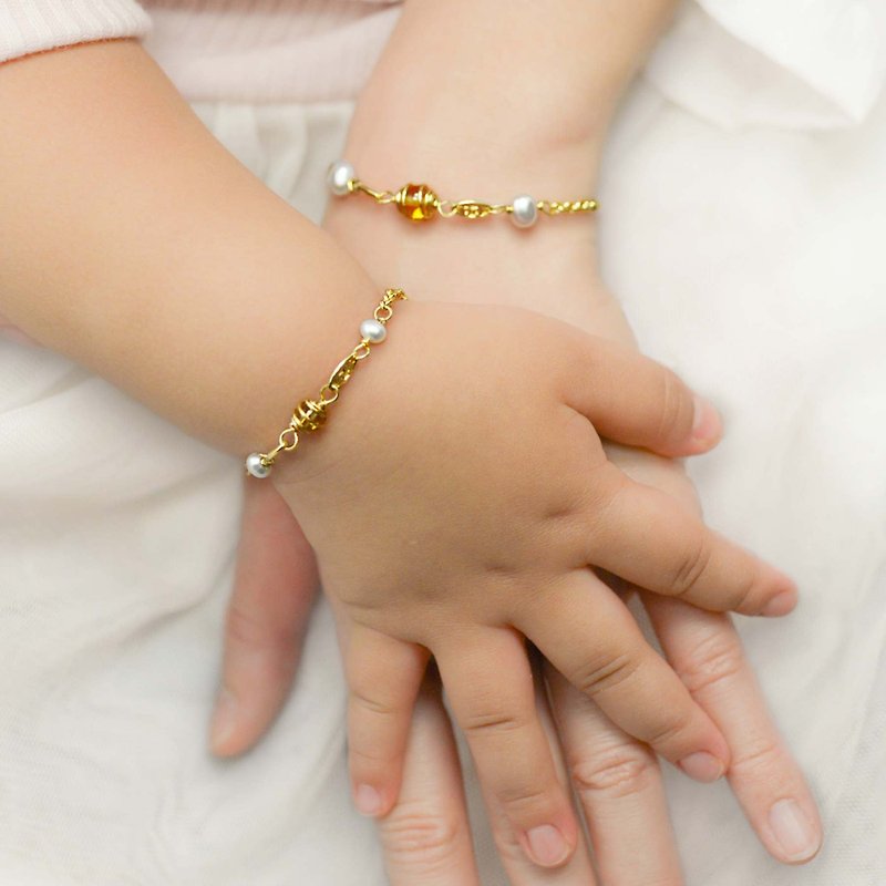 【親子手鍊雙鍊組】我的小太陽_姊妹鍊 客製紀念刻印*禮物 - 嬰兒手鍊/飾品 - 寶石 