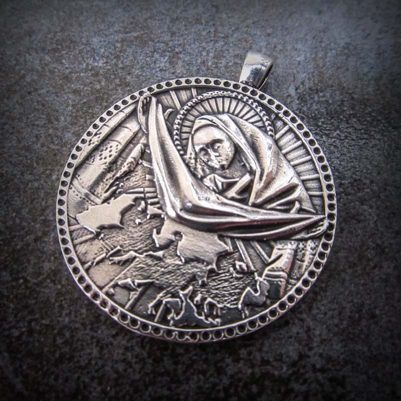 Virgin Mary handmade silver necklace pendant,ukraine silver necklace charm - 吊飾/掛飾 - 銅/黃銅 