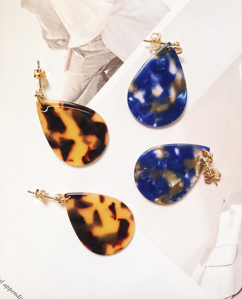 ❈La Don pull winter ❈ - earrings - marble pattern large drops of water - Earrings & Clip-ons - Other Metals White