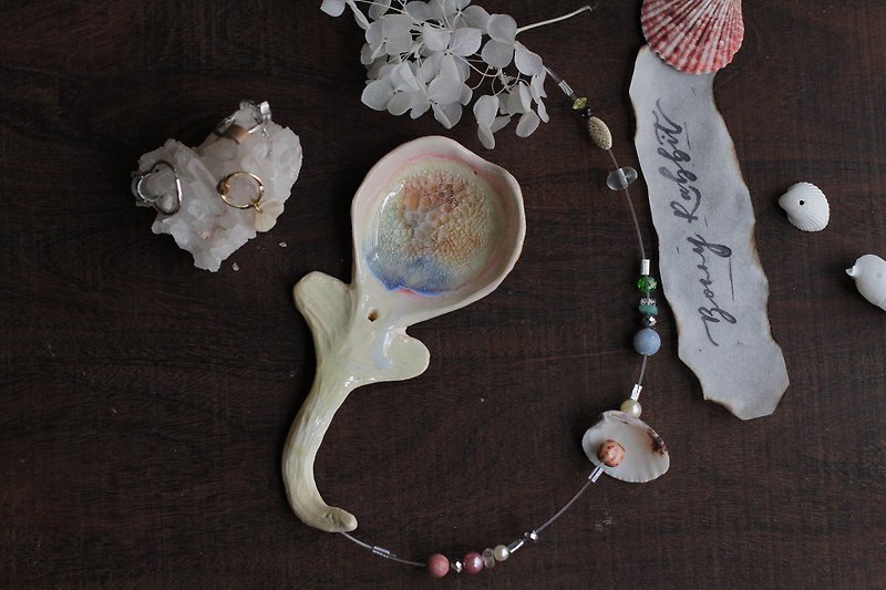 Purely handmade ceramic flower candle holder / pendant / tea bag tray 10 - เทียน/เชิงเทียน - ดินเผา สึชมพู