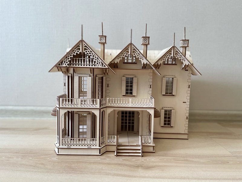 Victorian Gothic Mansion Dollhouse | DIY Dollhouse kit | Dollhouse miniature - ของเล่นเด็ก - ไม้ 