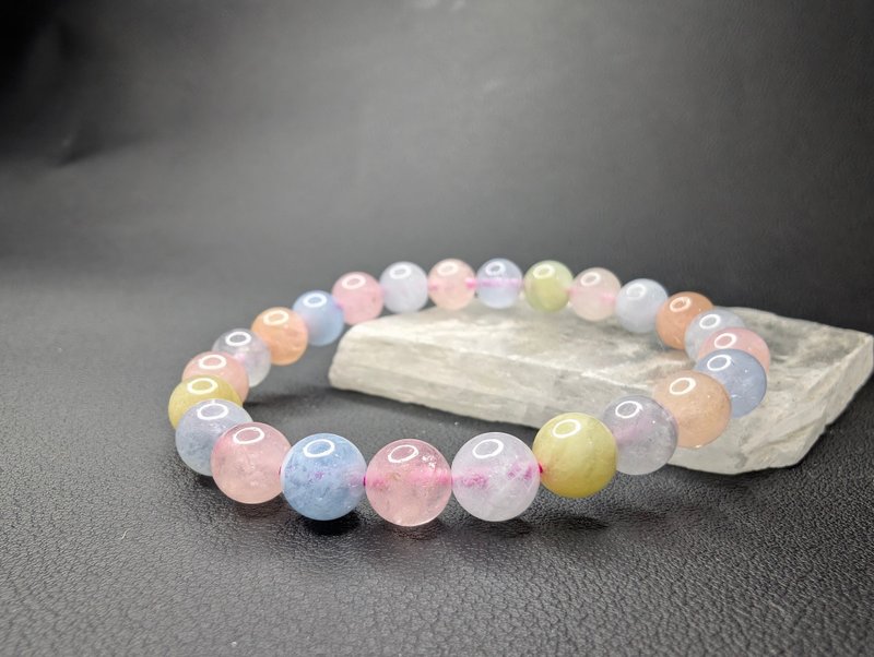 巴西 8mm 摩根石 手串 天然水晶 Morganite - 手鍊/手環 - 水晶 