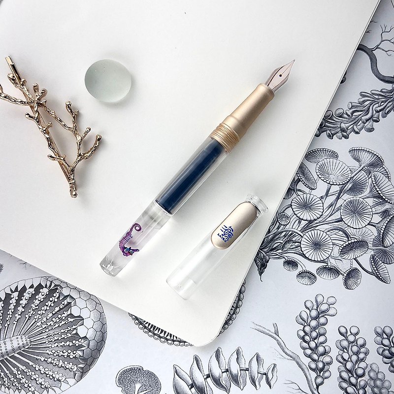 Kairu x SKB Clear Specimen Pen + Ink Gift Box A Total of Four Colors Seahorse Pen - Fountain Pens - Plastic White