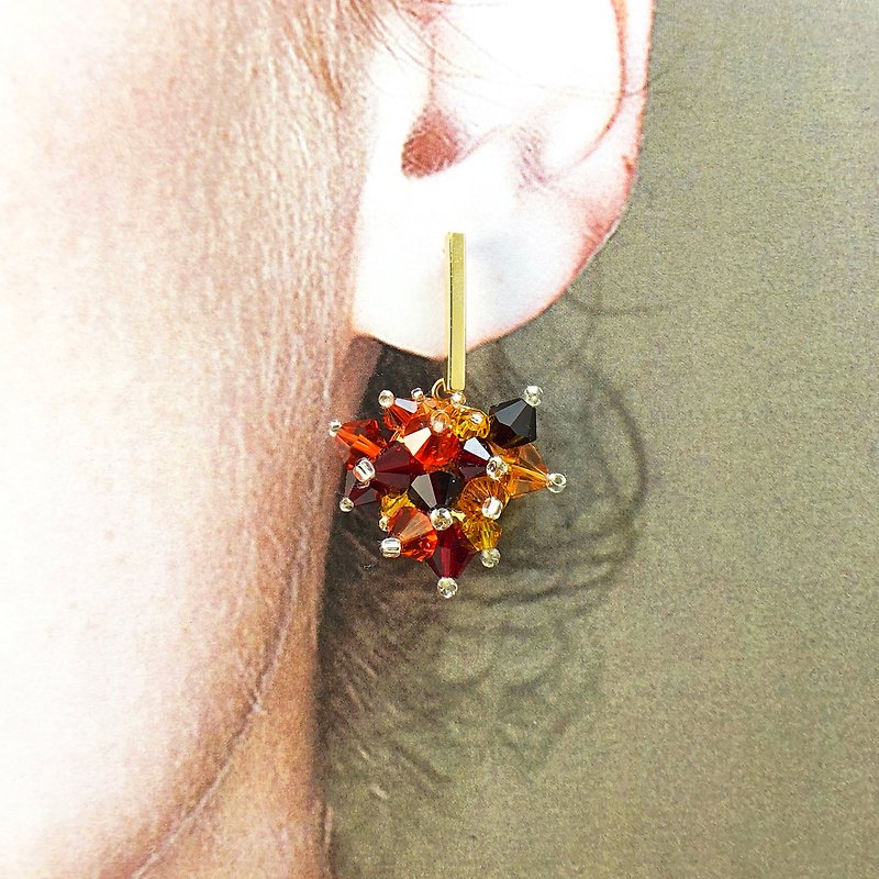 Swarovski Crystals 925 Silver Earrings【Crystal Earrings】【wedding】【Birthday Gift】 - ต่างหู - คริสตัล สีแดง